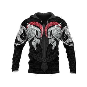 Herrtröja 3D Digital Printing Hoodie Viking Collection