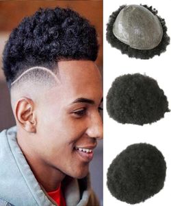 6mm Afro Toupee for Black Men Human Hair African American Wigs Full Hud 8x10inch Mens Curly Wig8512430