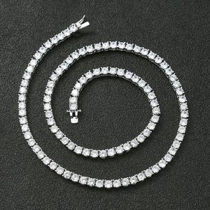 41 45 50 55 cm Collana girocollo in argento sterling 925 Collana da tennis 3 mm 4 mm Pietre zirconi Collane a catena per le donne Fidanzamento Matrimonio Part191s