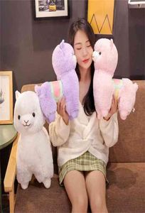 35 * 40 50 cm Sella farcita Alpaca Viola Rosa Bianco Pecora Giocattolo Fuzzy Lungo Peluche Prateria Animale In Piedi Sdraiato Alpaca Regalo 2108044150684