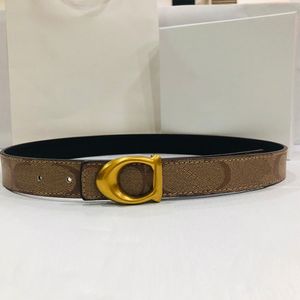 Woman Belt Genuine Leather Belts Cowskin Width 3CM Classic Gold Buckle Letters Design Man Woman 2 Color258Z