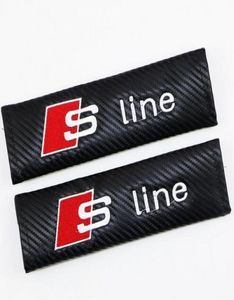 Bilklistermärke S Line RS Development Car Safety Säkert bälte Cover Soft Carbon Fiber Grain Pu Strap för bilstyling8967315