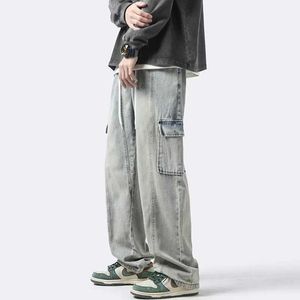 Workwear Jeans Mens Spring and Autumn Oversize China-chic Wide Leg Pants Fashion Brand American High Street Loose Straight