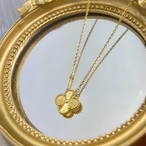 V-образное ожерелье V-золото, высокая версия, ожерелье с одним цветком клевера, женское пересечение, 18-каратное золото, двухсторонний лазерный автомобильный цветочный свет, роскошное модное универсальное ожерелье