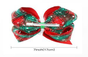 7inch Christmas Hairpin Kids Girls Bows Hair Clip JOJO Bowknot Plaid Hair Pins with Pompoms Bobby Pin Barrettes Xmas Party Hair Cl2237453