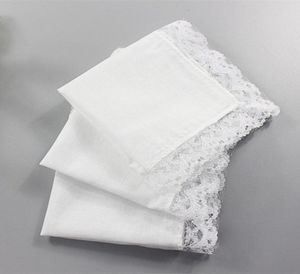 White Lace Thin Handkerchief Woman Wedding Gifts Party Decoration Cloth Napkins Plain Blank DIY Handkerchief 2525cm9159387