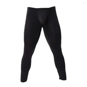 Pantaloni da uomo Pantaloni da uomo slim fit ultrasottili ad alta elasticità Leggings lunghi con custodia a U Morbida vita media lounge trasparente per indumenti da notte