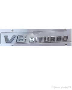 Nyaste Chrome quot V8 Biturbo quot ABS Plastic bilstam Bakre bokstäver Badge Emblem Emblem Decal Sticker AMG 17194251181