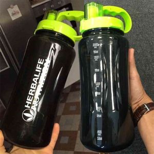 1000 2000ml High Quality Drop Resistance Handgrip Food Grade Plastic Sports Hiking Clover Portable Water Bottle 2109072580