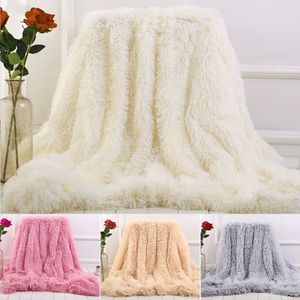 Cobertor de pele sintética dupla face macio e fofo sherpa cobertores para camas capa desgrenhada colcha xadrez fourrure mantas264J