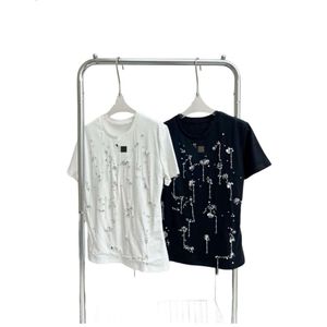 Womens tshirt designer de qualidade original das mulheres tshirt nova corrente bordado com frisado com nervuras manga curta versátil estilo clássico