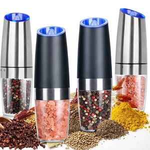 Electric Salt and Pepper Grinder Automatic Gravity Spice Mill Shakers Grinder Battery Powered for Cooking Seasoning Kitchen Tool 240306