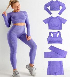 Yoga Wear 5pcs Womens Hayati Dikişsiz Yoga Set Egzersiz Setleri Şort Spor Giyim Takımları Giyim Tişörtleri Tişört Üst Taytlar Fitness Autunm Tracksit Pant Teach34455994