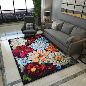 Anti-Skid Flower 3D Print vardagsrum Big Carpet Study Floor Rug Tea Table Foot Pad Lobby Door Mat Bay Window Cushion Easy Wash313Q