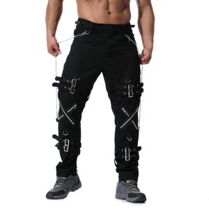 Nowe przybysze mężczyźni moda hip hop joggers punkowe rock cargo spodnie zamki śliczne streetwear men vinatge spusty upuszcza