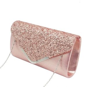 Borsa a tracolla di lusso con catena di design con busta per feste, pochette in pelle sintetica con diamanti brillanti, da donna282V