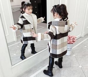 Autumnwinter Mädchen Wolljacke 5 6 8 10 12 Jahre Kinder Kleidung verdicken mit Kapuze Mädchen verdicken lange Mäntel süße Mädchen Outwear LJ8685172