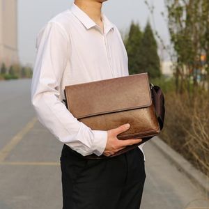 ブリーフケースメンズレザーバッグ2021 Business Leisure Pu Shourdled Diagonal Bag Multfunctional Solid Color Briefcase265N