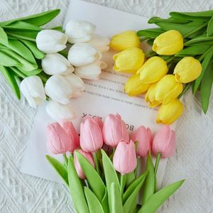 10PCS Tulip Artificial Flower Real Touch Bouquet PE Fake for Wedding Decoration Flowers Home Garden Decor 240301