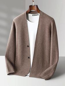 Men's Sweaters Addonee V-neck Smart Casual Cardigan Merino Wool Sweater Coat Comfort Solid Cashmere Knitwear Spring Autumn Clothes