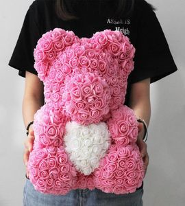 25 cm 40 cm Schiuma di sapone Rosa Orso Orsacchiotto Rosa Fiore artificiale Regali di Capodanno per le donne Regalo di San Valentino Y01067487372