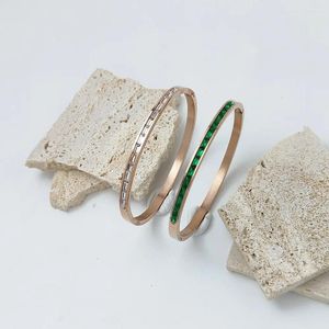Bangle Real Stainless Jewelry Colorful Cubic Zirconia Bangles Steel Open Bracelet Plated Fashion Women
