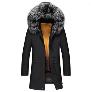 Men's Jackets 2024 Winter Warm Black Coat With Big Fur Collar Liner Thick Outdoor For Men Sizes M-4XL