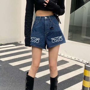 Kobiety Designer Designer Jean Shorts Women Wysoka talia litera haftowane szerokie nogi dżinsowe spodnie