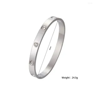 Bangle vender bem luz luxo mulheres pulseira moda cristal zircão aço inoxidável charme manguito jóias acessórios amante presente