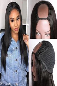 28 -дюймовый Straigth U Part Human Hair Wigs для женщин Современный Бразильский парик с полным компьютером может быть окрашен и Permed9866923