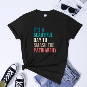 Tシャツ家父長制のシャツレトロフェミニスト平等権tシャツトレンディな女性ガールパワーフェミニズムティートップを粉砕するのは美しい日です