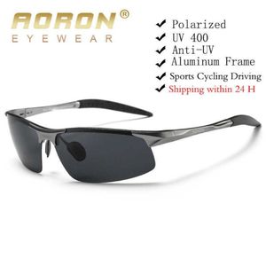AORON Driving Polarized Sunglasses Men Aluminum Magnesium Frame Sport Sun Glasses Driver Retro Goggles Sunglass UV400 Anti- 211014272I