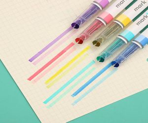 JIANWU 5pcsset JAPÃO KOKUYO besouro caneta fluorescente de duas cores Criativo bonito caneta fluorescente kawaii marcador caneta material escolar 201128132101