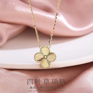 V Necklace 925 Sterling Silver Cart Flower Lucky Double Sided Four Leaf Grass Halsband Kvinna 2022 Ny Advanced Collar Chain Tiktok Live