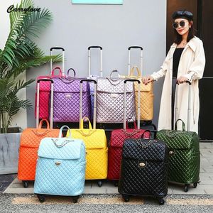 Suitcases Carrylove 20 Inch Women Cabin Leather Luggage Bag Trolley Travel For Ladies2814