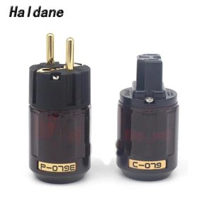 Wtyczki inteligentnej zasilania Para Haldane HiFi Gold P-079E Schuko EU EUR Adapter C-079 IEC Złącze dla przewodu AC O5737286