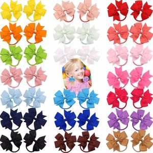 40pcs 20 çift kız bebek grosgrain şerit saç yayları at kuyruğu tutucu butik saç yayları gençler ve genç kadınlar için elastik kravat 240223