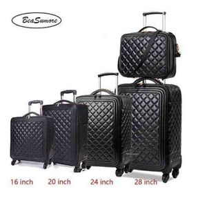 Beasumore Retro Pu Leather Rolling Luggage Sets Spinner Inch Women High Cartycase Wheels Men Cabin Trolley J2207072623