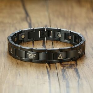 8 3 Magnetic Therapy Bracelet Stainless Steel The Legend Of Zelda Black Color Magnet Health Healing Bileklik Pulseira Mascul236V