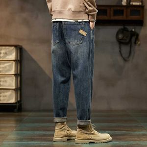 Outono e inverno jeans masculino na moda marca nove fen 2024 grande solto reto halen casual calças compridas