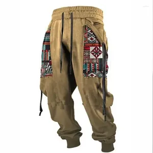 Hunting Jackets 2024 Fall Sports Jogging Trouser For Men Fashion Patchwork Drawstring Design Pattern Print Loose Pants Streetwear Men's