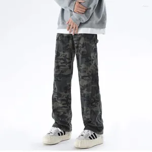 Men's Pants Trousers Washed Cotton American Camouflage Non-Stretch Jeans Thickened Loose Straight Warm Casual Four Seasons Universal