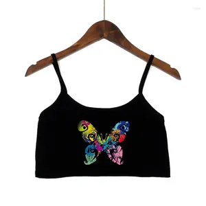 Women's Tanks Colorful Butterfly Girls Crop Top Sexy Tops For Women Seamless Sleeveless Cute Tank Female Clothes Camis Backless Camisole