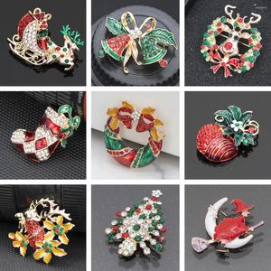 Brooches Merry Christmas Pins Cute Santa Elk Tree Sled Socks Witch Pin Bells Badges Apple Brooch