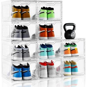 Stora skoboxar arrangör 10 Packlagring med magnetdörrdammtät arrangörer Sneaker Box 240306