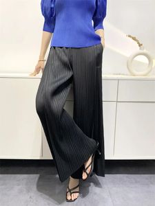 Miyake Summer Pants Comfortable Casual 2023 Loose Straight Leg Wide High Waist Slim Pleated 240304