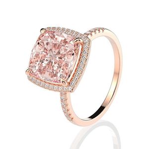 Модное 18-каратное позолоченное кольцо из стерлингового серебра с кубическим цирконием, свадебные обручальные кольца с бриллиантами для женщин209F