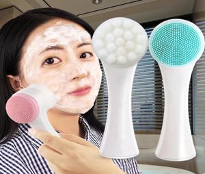 3D podwójne bokowe pędzanie do mycia pędzla do czyszczenia skóry Exfoliator Sprzątanie twarzy pędzle do mycia produktu 2325174