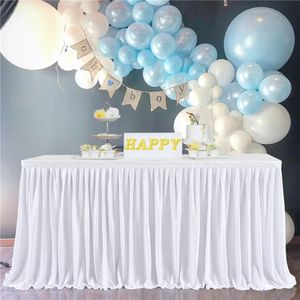 8914ft Party Table Kjol Birthday Pleated Dessert Tracke Cover Wedding Festive Kirting Baby Shower Home 240307
