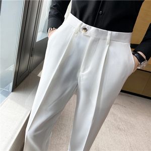 Pamiętniki białych garnituru Mężczyźni Mężczyźni Formalne ubiórki Spodnie Slim Fit Business Wysoka jakość garnitury 36 240305